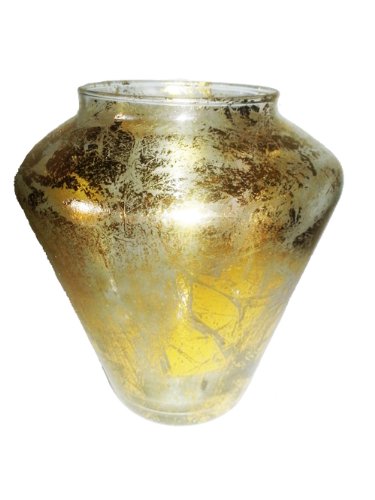 Oberstdorfer Glashütte Vase farbige Glasvase goldene Glasvase antikgold farbene Tischvase Blumenvase antikes Design Höhe ca 17 cm von Oberstdorfer Glashütte