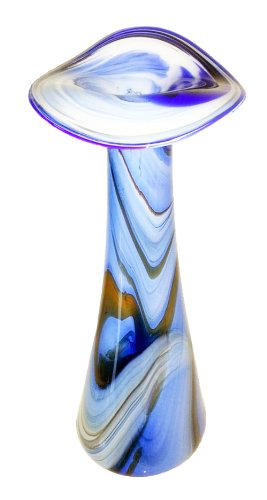 Oberstdorfer Glashütte Vase farbige Glasvase schmale Blumenvase blau beige Weiss marmoriert mundgeblasen Höhe ca. 28 cm von Oberstdorfer Glashütte