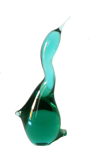 Oberstdorfer Glashütte Vogel grüner Glaskranich dekorativer Kranich mundgeblasene Glasfigur modernes Glasobjekt Höhe ca. 30 cm von Oberstdorfer Glashütte