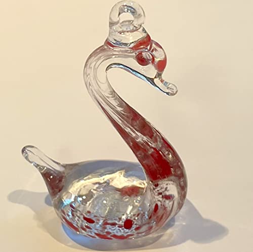 Schwan buntglas 1 Stück Glasschwan zum hängen Fensterdekoration Osterstrauss rot klar Figur aus Glas Sammlerstück Tier Handarbeit Höhe ca. 6,5 cm Länge 4 cm von Oberstdorfer Glashütte