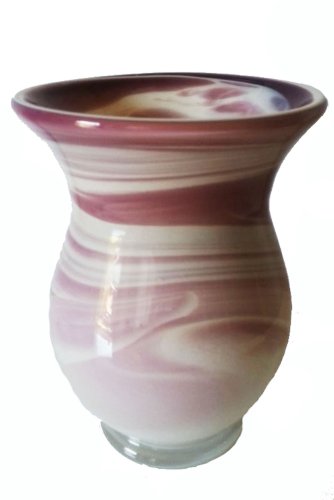 Vase farbige Glasvase Blumenglasvase violett Weiss marmoriert mit grosser Öffnung mundgeblasen Höhe ca. 15 cm Oberstdorfer Glashütte von Oberstdorfer Glashütte