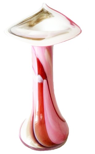 Vase schmale farbige Glasvase für Einzelblumen rosa beige Weiss marmoriert mundgeblasenes Kristallglas Höhe ca. 16 cm Oberstdorfer Glashütte von Oberstdorfer Glashütte