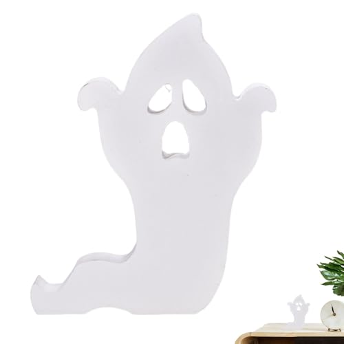 Dekoration für Geister aus Holz, Halloween-Dekoration aus Holz, Tischdekoration mit Geistermotiv aus Holz, Halloween-Dekoration, niedliche weiße Geisterzeichen, Bauernhofdekoration von Obesntln