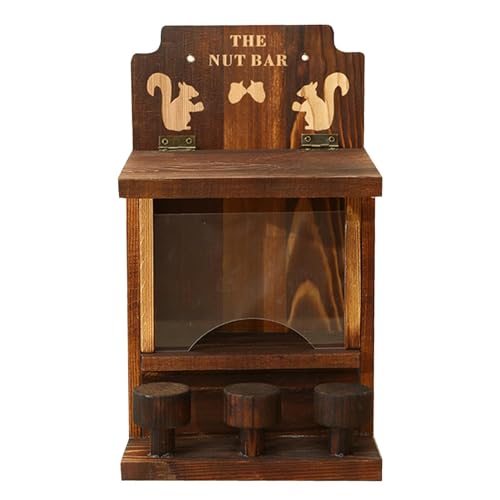 Eichhörnchen-Futterstation, Eichhörnchen-Bar aus Holz mit 3 kleinen Hockern aus Holz – wetterfeste Eichhörnchenbox mit einem Motiv, Dekoration für den Garten im Freien Eichhörnchen-Futterstation, Eichhörnchen-Bar aus Holz mit 3 kleinen Hockern aus Holz – wetterfeste Eichhörnchenbox mit einem Motiv, Dekoration für den Garten im Freien von Obesntln