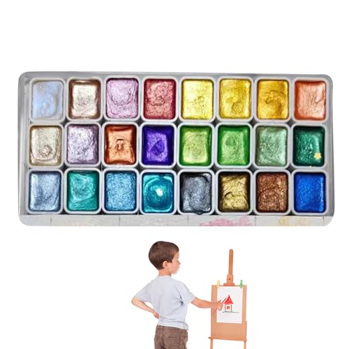 Glänzendes Aquarell-Set – Glitzernde Palette, schillernde Töne | -Set mit Perlmutt-Farben für kreative Projekte, Schule, Handwerk, Illustration, Anfänger und erfahrene Maler von Obesntln