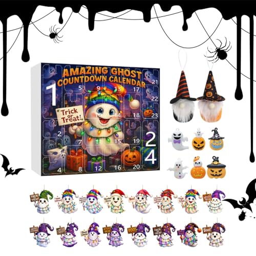 Halloween Countdown Ghost Themed - Gruseliger Countdown-Kalender - Acryl 2D Ornament Dekoration für Urlaub Party Baum Kinder Erwachsene von Obesntln