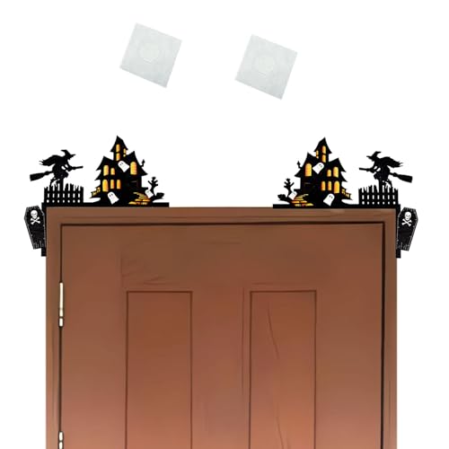 Halloween-Eck-Dekoration – Tür-Eckschild für Halloween, Tür-Eckschild selbstklebend | Türrahmenschild aus Holz, Halloween-Schilder, Türdekoration von Obesntln