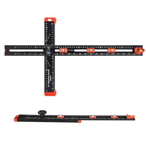 Holzbearbeitungsvierkant, T-Lineal für Handwerk, 2 in 1 Bohrpositionierungslineal, T-Quadrat Lineal für Holzbearbeitung, Regalstiftbohrschablone, Zange, von Obesntln