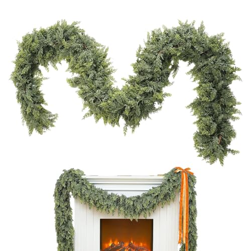 Künstliche Zypressengirlande für Weihnachten | grüne Kranzornamente aus Zypressen – wiederverwendbar, Weinreben-Dekoration für Winterfeste, für Türgriffe, Kamin, Treppen, von Obesntln