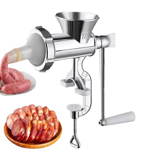Obesntln Fleischwolf mit Wurstfüllung, Fleischwolf für die Hirschverarbeitung, Manuelle Wurstfüllmaschine aus Aluminiumlegierung für robuste Fleischwolf, Fleischwolf mit großer Kurbel von Obesntln