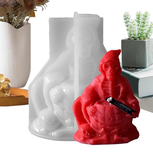 Obesntln Schädel Silikonform, Halloween Skull Candle Mold Silikonform Silikonform Seife Form Harz Formen Gothic Dekoration Formen von Obesntln