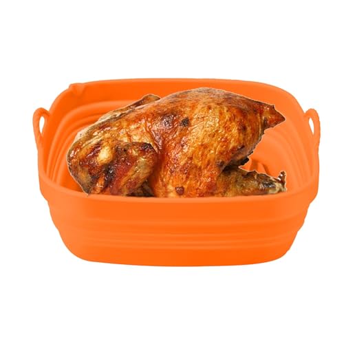 Quadratischer Korb für Luftfritteuse, Auskleidung für Luftfritteuse, wiederverwendbar, Silikonschüssel, faltbar, aus Silikon, Ofenfutter von Obesntln