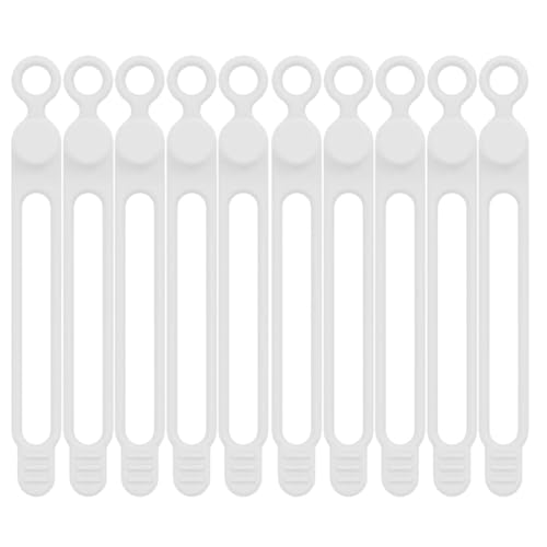 Silikon-Kordelbinder, 10 Stück, Kabel-Organizer, Kabelbinder, Draht-Organizer, wiederverwendbare Kordel-Organisationsriemen für Zuhause, Küche von Obesntln