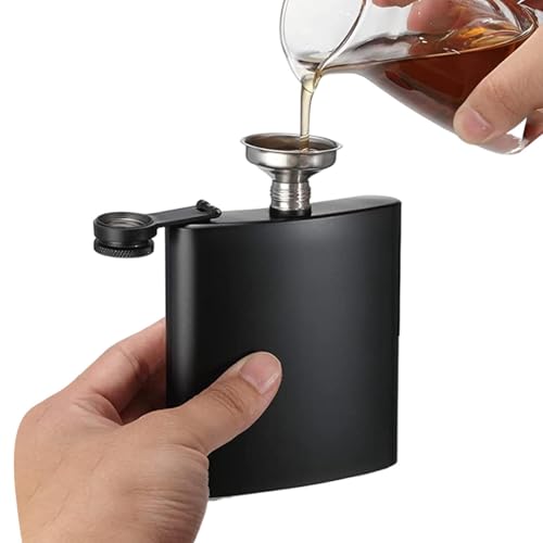 Spirituosen -Hüftflasche - mattes schwarzer Kolben, Whiskyflasche aus Edelstahl | Leckproof Alkohol Aufbewahrung Flasche Geschenkidee, Taschengröße Trinkzubehör für Männer Freund Vater Mann Ehe Spirituosen -Hüftflasche - mattes schwarzer Kolben, Whiskyflasche aus Edelstahl | Leckproof Alkohol Aufbewahrung Flasche Geschenkidee, Taschengröße Trinkzubehör für Männer Freund Vater Mann Ehe von Obesntln