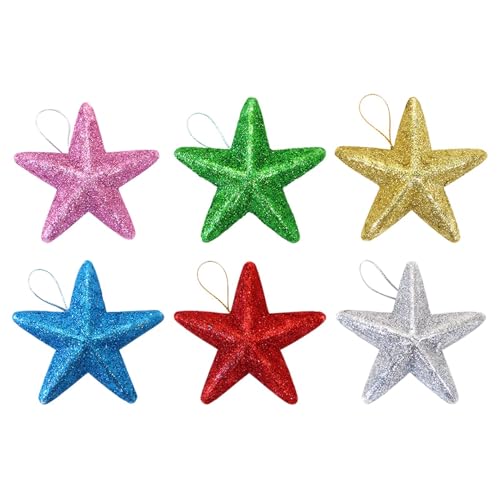Sternenornamente, Weihnachtsstern, 6 x kleine Baumschmuck, Sterne, Pailletten, tragbarer Außenstern, Weihnachtsbaumschmuck, Autoanhänger für Fenster Sternenornamente, Weihnachtsstern, 6 x kleine Baumschmuck, Sterne, Pailletten, tragbarer Außenstern, Weihnachtsbaumschmuck, Autoanhänger für Fenster von Obesntln