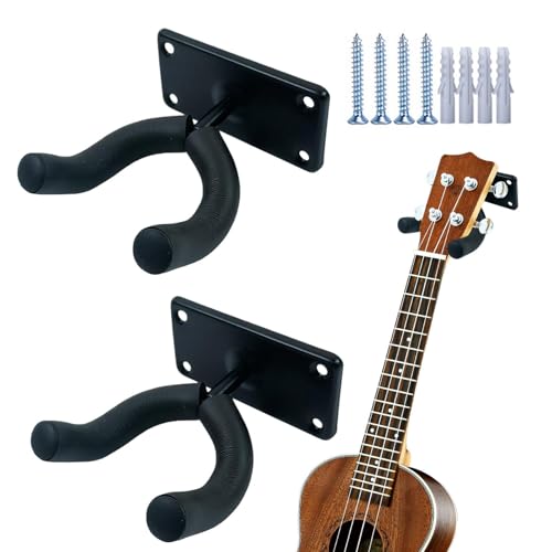 Wandhalterung für Akustikgitarre, Wandhalterung für Gitarre, 2 x Gitarrenbügel aus Holz für Violine – Violinenhalter aus Metall mit 4 Schrauben, 4 Expansionsröhren für Ukulele von Obesntln