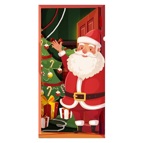 Weihnachts-Türbanner – Weihnachtsmann-Türabdeckung, Weihnachtshaustürdekoration | Lustiges Weihnachtsmann-Motiv, Türhintergrund-Banner für Haustür, Fenster, M Weihnachts-Türbanner – Weihnachtsmann-Türabdeckung, Weihnachtshaustürdekoration | Lustiges Weihnachtsmann-Motiv, Türhintergrund-Banner für Haustür, Fenster, M von Obesntln