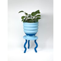 Blauer Blumentopf Set Sparpaket ~ Übertopf + Ständer Drainageschale von ObjectLover