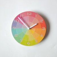 Farbmuster Holz Wanduhr Mid Century Modern Stille Uhr von ObjectifyHomeware
