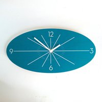 Ovale Holz Wanduhr Blaugrüne Wanduhr Aus von ObjectifyHomeware
