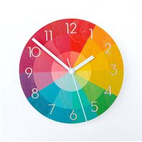 Regenbogen Color Swatch Wanduhr Aus Holz Moderne Stille Uhr von ObjectifyHomeware