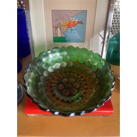Fenton Grüne Stippled Münze Dot Karneval Glasschale von Objectmod