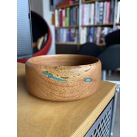 Harz Inlay Holzschale Handgedreht Danish Modern Dansk von Objectmod