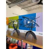 Vintage Glas Stahl Terrarium Vase Center Schalen Atomic Space Age Design Skulptur Vintage Glas Stahl Terrarium Vase Center Schalen Atomic Space Age Design Skulptur von Objectmod