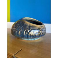 Vintage Keramik Unkrauttopf Studio Ikebana Orb Vase von Objectmod