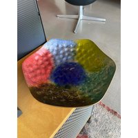Vintage Kupfer Emaille Gehämmert Hexagon Vide Poche Center Bowl von Objectmod