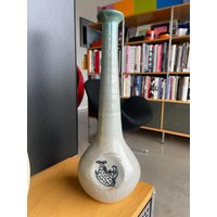 Vintage Studio Vase Mit Hohem Hals, Grübchen, Fisch, Gezeichnet Design von Objectmod