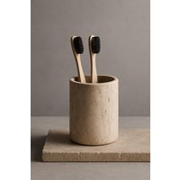 Beige Travertin Zahnbürstenhalter Naturstein Stifthalter von ObjectsAndHeritage