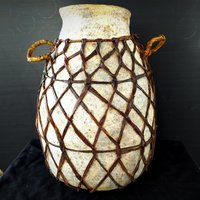 Handgemachter Topf Aus Pappmache.vintage Pappmache Mit Lederriemen Gebunden von ObjectsIMakeAndFind