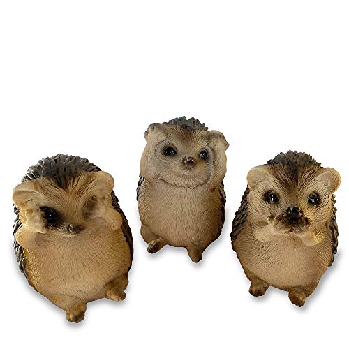 Objectz DREI kleine Igel - Nichts sehen hören Sagen - Deko für Garten und Wohnung, innen und außen, wetterfest, Herbsdeko von Objectz