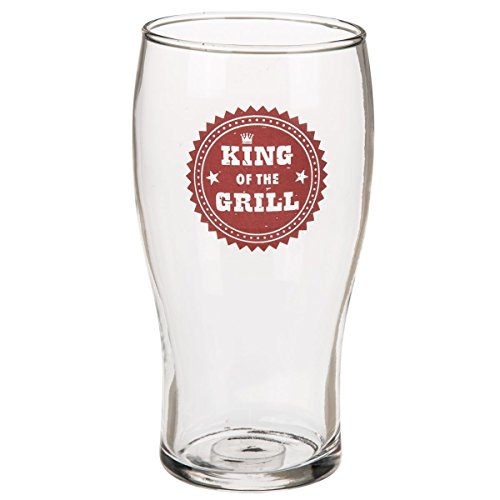 Bierglas/Weizenglas 'King of the Grill', 540 ml Fassungsvermögen. Ideal für die Grill-Fete oder als Geschenk zum Vatertag. 16 x 8 x 8 cm., Farbe:rot von Objektkult