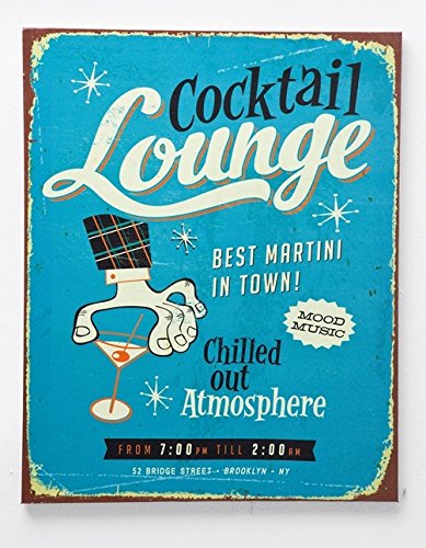 KARE Wandbild Druck auf Leinwand 'Cocktail Lounge', Wanddeko im Retro- und Vintage-Stil, Material: Leinwand (Canvas) und Holz, auf Rahmen mit Wandaufhänger, Maße Bild: H 50 cm x B 40 cm x T 2 cm von Objektkult