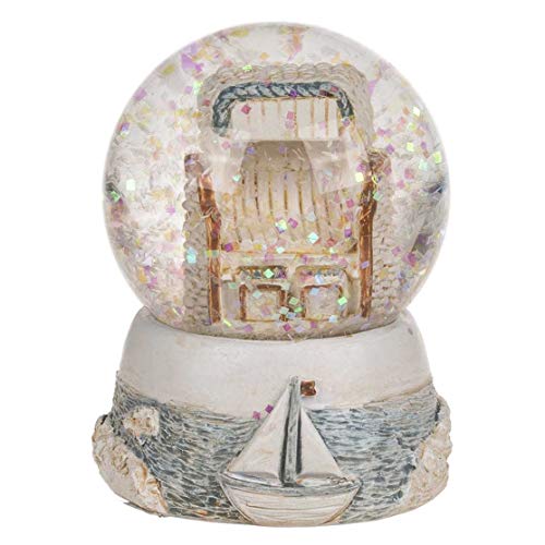 Schüttelkugel Maritim Strandkorb, (H x B): 6 x 5 cm, Material: Polyresin + Glas, Glitzerkugel/Schneekugel, Dekofigur für Schreibtisch & Co., Mitbringsel und Geschenk mit Urlaubs-Feeling von Objektkult