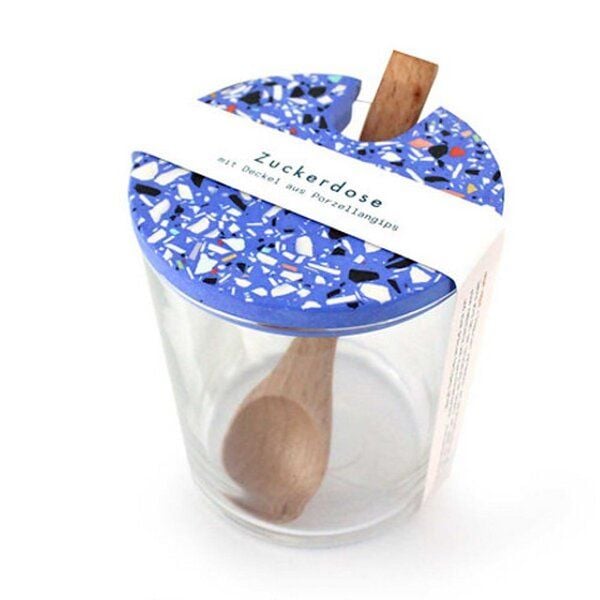 Objet Vague Zuckerdose, Glasdose Terrazzo inkl. Holzlöffel von Objet Vague