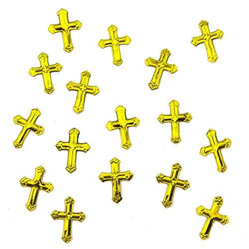 150 Stk Deko Kreuze Folien Konfetti in Gold oder Silber Streuteile Scrapbooking Tischdeko Streudeko Taufe (Gold) von Oblique Unique