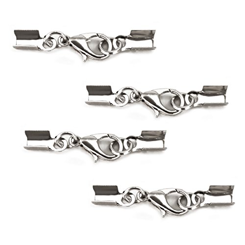 4 x Schmuckverschlüsse mit Karabiner in Silber für 4mm Band von Oblique Unique