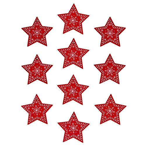 Oblique Unique® 10 Holz Sterne in Rot zum Aufhängen Holzdeko Tischdeko Weihnachtsdeko für Adventskalender Adventskranz Geschenk Deko Weihnachten von Oblique Unique