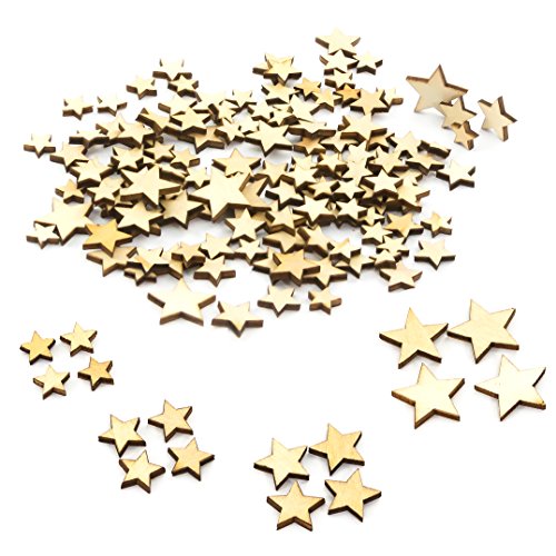 Oblique-Unique® 100 Gemischte Holz Sterne Stücke Mini Holz Sterne zur Dekoration Verzierungen Bearbeitung Handwerk von Oblique Unique