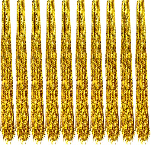 Oblique Unique® 10x Lametta Glänzend 100cm für Weihnachtsbaum Baumschmuck Weihnachtsdeko Weihnachten Party Feier Deko Silber Gold Weiß Schwarz Pink Lila Blau Grün - Farbe Wählbar (Gold) von Oblique Unique