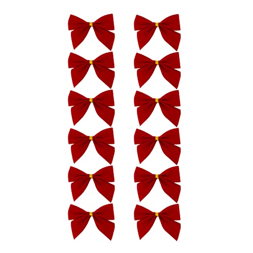 Oblique Unique® 12er Set Geschenk Schleifen für Geschenke Tüten Deko Valentinstag Weihnachten Weihnachtsdeko Baumschmuck zum Basteln Dekorieren (Rot) von Oblique Unique