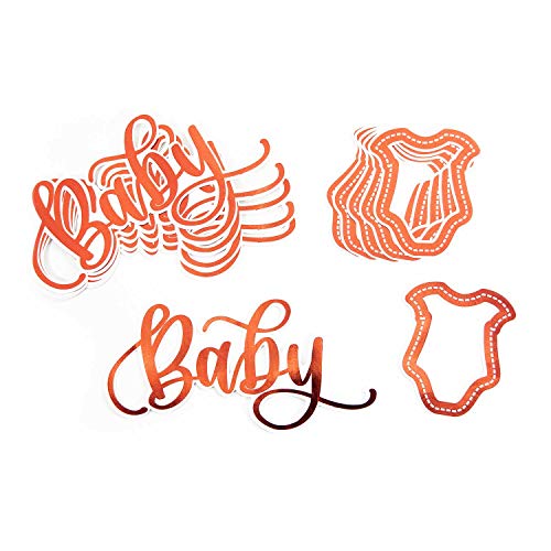 Oblique Unique® 12x Konfetti - 6X Baby + 6X Hemdchen - in Roségold mit Spiegeleffekt als Tisch Dekoration für Baby Shower Baby Party Geburt Taufe Mädchen aus Papier von Oblique Unique