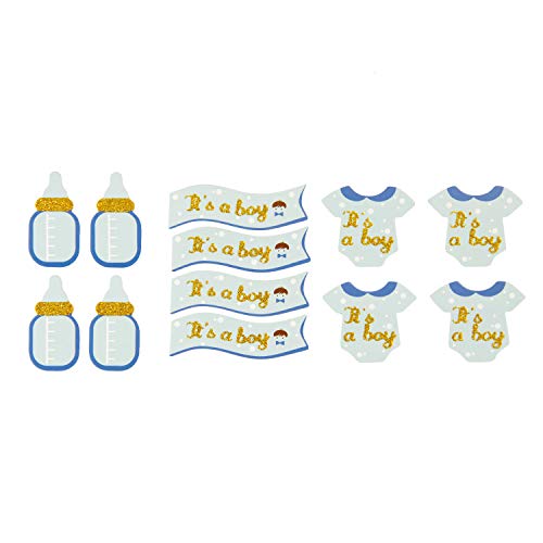 Oblique Unique® 12x Konfetti - Fläschchen + It's a Boy Banner + It's a Boy Body - als Tisch Dekoration für Baby Shower Baby Party Geburt Taufe Junge von Oblique Unique