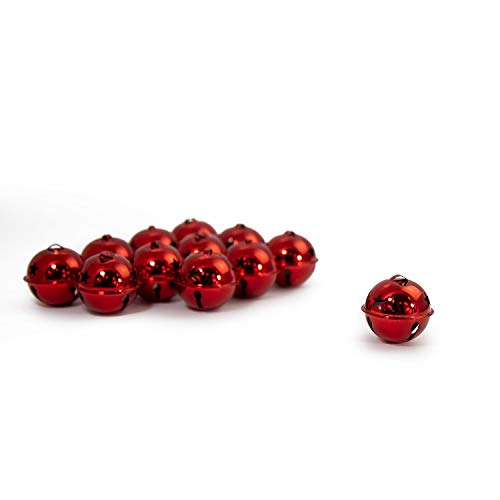 Oblique Unique® 12x Metall Weihnachtsglöckchen Glocken - 40mm - als Tischdeko Weihnachtsbaum Deko Geschenk Dekoration Weihnachtsdeko - Farbe wählbar (Rot) von Oblique Unique