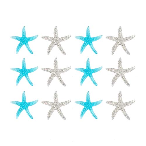 Oblique Unique® 12x Seestern Konfetti als Tisch Deko Seesterne für Motto Party Baby Shower Kindergeburtstag Geburtstag Maritime Dekoration Streudeko Blau Silber von Oblique Unique