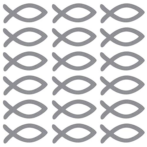 Oblique Unique® 18 Holz Fische Tischdeko Taufdeko Streuartikel Streudeko Verzierung für Taufe Kommunion Konfirmation Firmung Grau - Echtholz von Oblique Unique