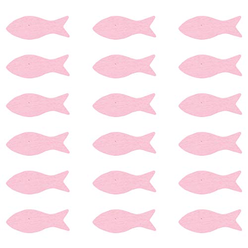 Oblique Unique® 18 Holz Fische Tischdeko für Taufe Kommunion Konfirmation Firmung Junge Mädchen Streudeko Verzierung Konfetti Dekofische - wählbar (Rosa) von Oblique Unique